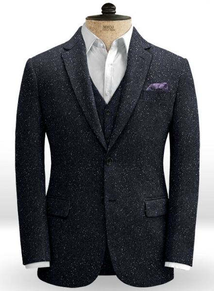 Dark Blue Flecks Donegal Tweed Suit