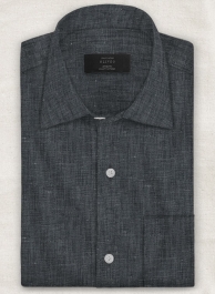 European Ash Gray Linen Shirt - Full Sleeves