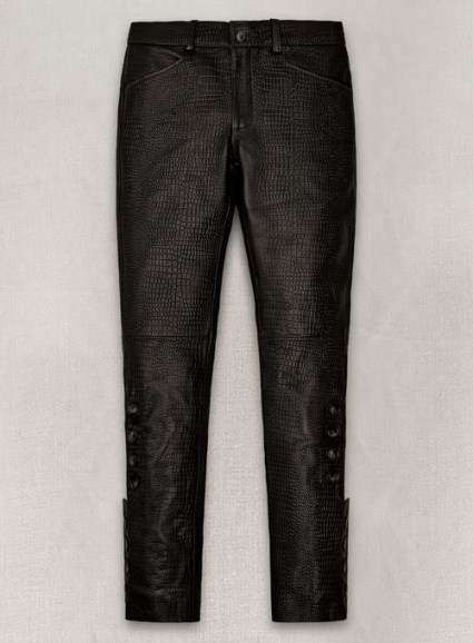 Crocodile Dark Brown Hyde Leather Pants