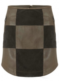 Check Smart Leather Skirt - # 488 Check Smart Leather Skirt - # 488