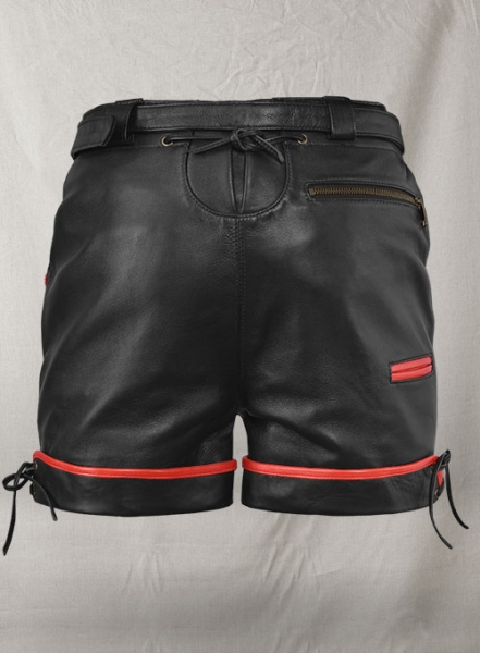 Thick Black Leather Cargo Shorts Style # 364
