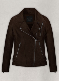 Dark Brown Suede Vanessa Hudgens Leather Jacket #3