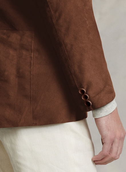 Tan Brown Suede Leather Blazer