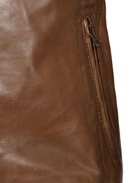 Soft Amazon Brown Wax Downing Leather Jacket - M Slim