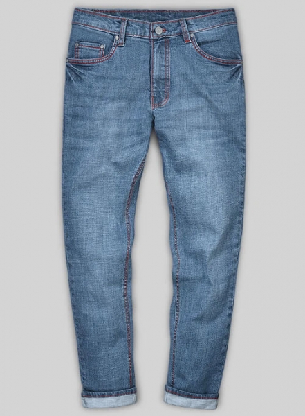 Dodgers Blue Stretch Stone Wash Whisker Jeans - Look # 492
