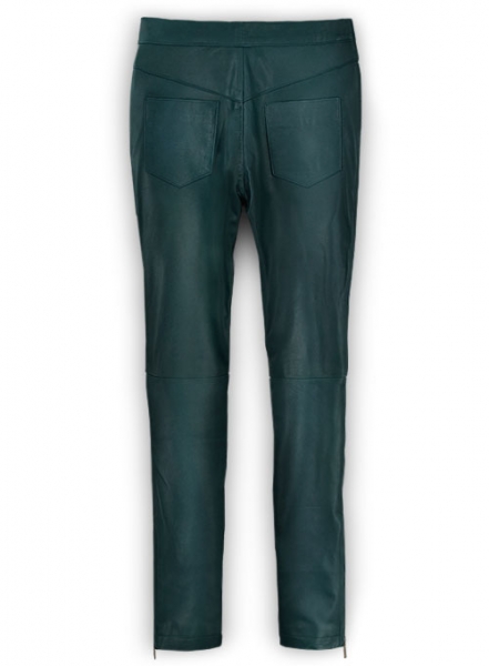 Soft Prussian Blue Zoey Leather Pants