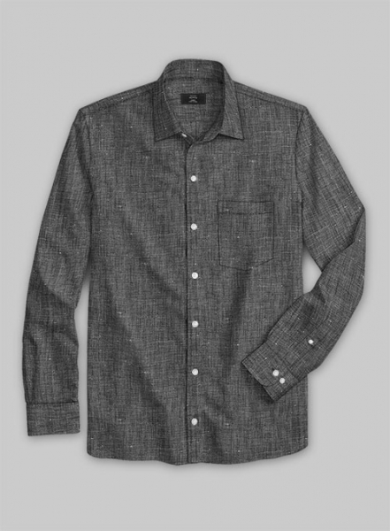 European Ash Gray Linen Shirt - Full Sleeves