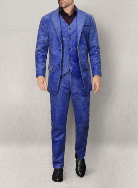 Artistic Blue Leather Suit