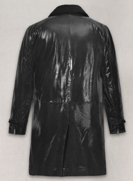 Snake Emboss Black Tom Hardy Dark Knight Leather Trench Coat