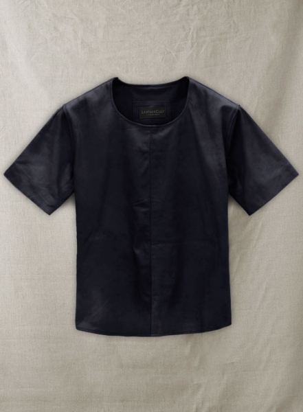 Light Weight Unlined Deep Blue Leather T-shirt