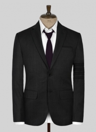 Worsted Dark Charcoal Wool Black Bar Jacket