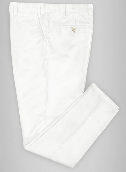 White Feather Cotton Canvas Stretch Pants