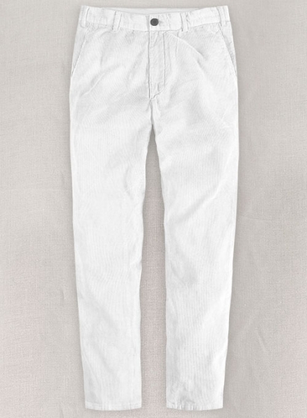 White Stretch Corduroy Trousers