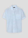 Sky Blue Herringbone Cotton Shirt - Half Sleeves