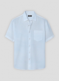 Sky Blue Herringbone Cotton Shirt - Half Sleeves