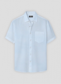 Sky Blue Herringbone Cotton Shirt - Half Sleeves