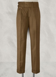 Caramel Brown Double Gurkha Wool Trousers