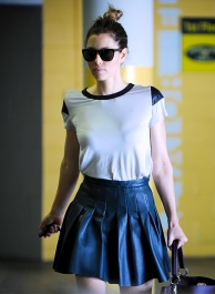 Jessica Biel Leather Skirt Jessica Biel Leather Skirt