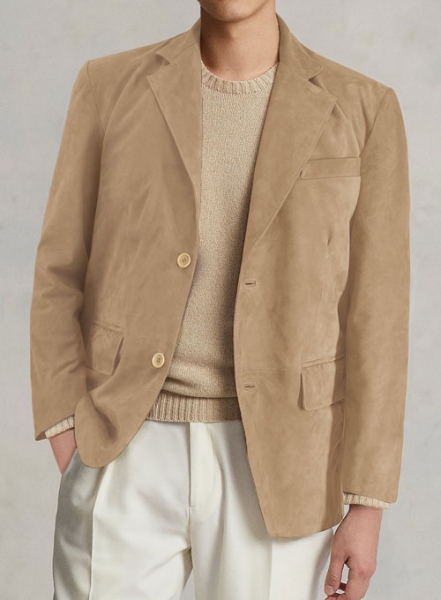 Latte Beige Suede Leather Blazer