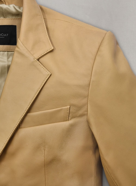 Soft Dark Beige Leather Blazer