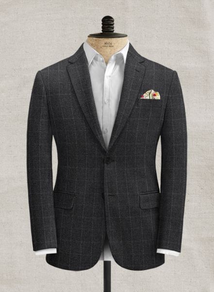 Mono Charcoal Checks Tweed Jacket