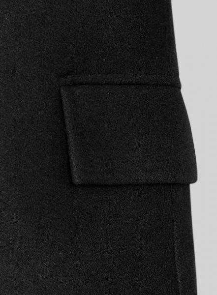 Vintage Plain Black Tweed GQ Trench Coat