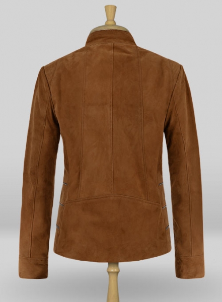 Soft Caramel Brown Suede Leather Jacket # 521