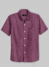 European Orchid Purple Linen Shirt - Half Sleeves