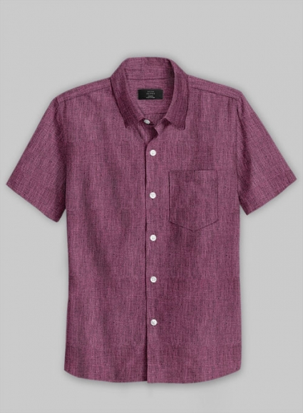 European Orchid Purple Linen Shirt - Half Sleeves