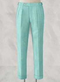 Melange Aqua Blue Highland Tweed Trousers