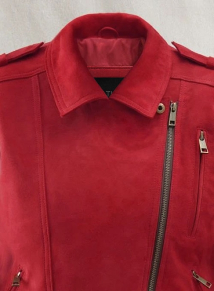 Soft Lava Red Suede Leather Jacket # 267