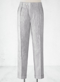 Italian Zod Light Gray Vintage Manny Linen Trousers