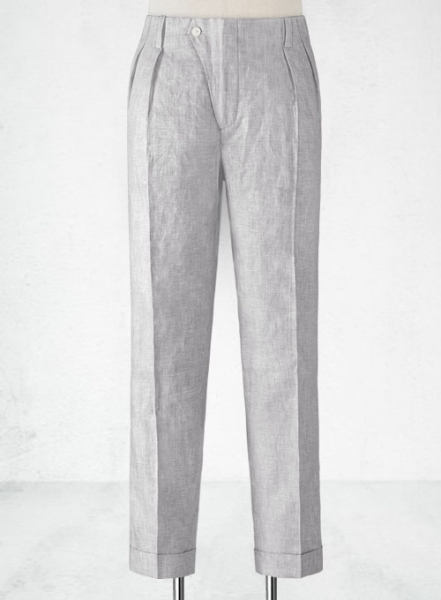 Italian Zod Light Gray Vintage Manny Linen Trousers