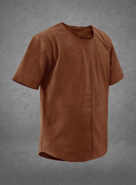 Light Weight Unlined Tan Leather T-Shirt
