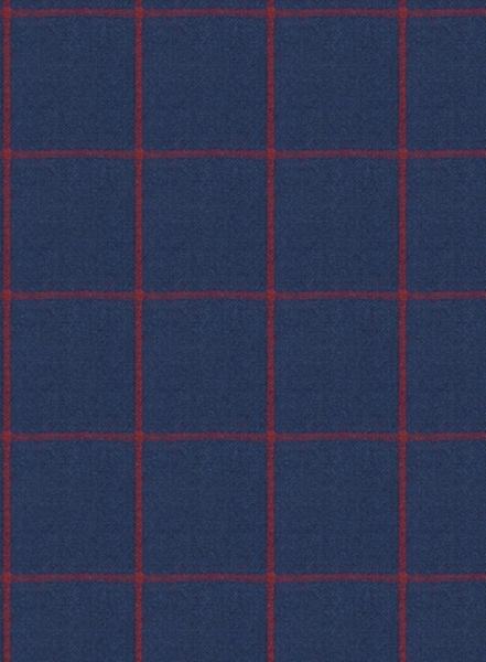 Blue Red Windowpane Flannel Wool Pants