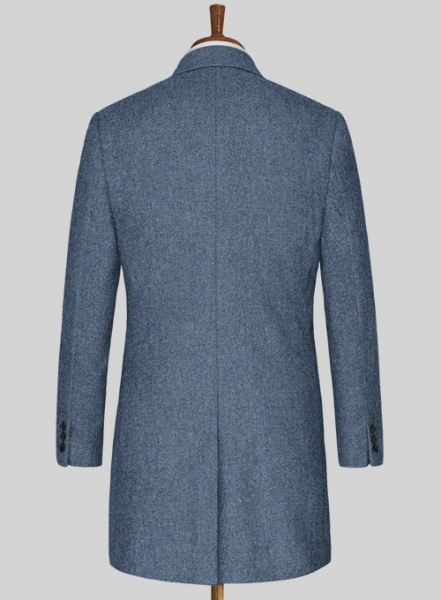 Classic Blue Denim Tweed Overcoat