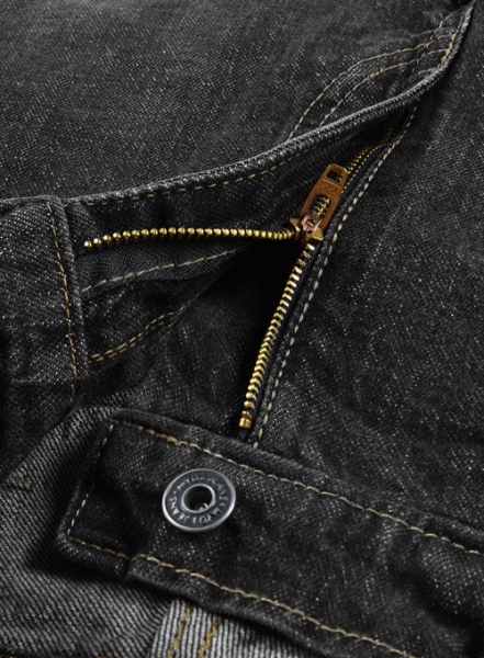 Kato Black Stretch Indigo Wash Whisker Jeans