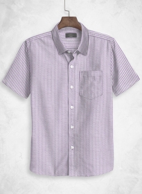 Italian Seersucker Lavender Shirt - Half Sleeves
