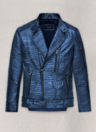 Phantom Croc Metallic Blue Leather Jacket Phantom Croc Metallic Blue Leather Jacket