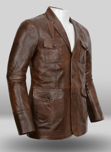 Spanish Brown Leather Blazer - #716