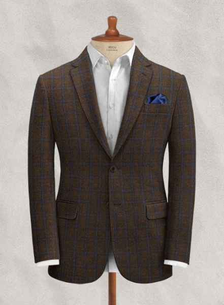 Italian Fedili Brown Checks Tweed Jacket