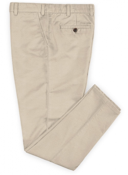 Beige Super Cotton Stretch Chino Pants