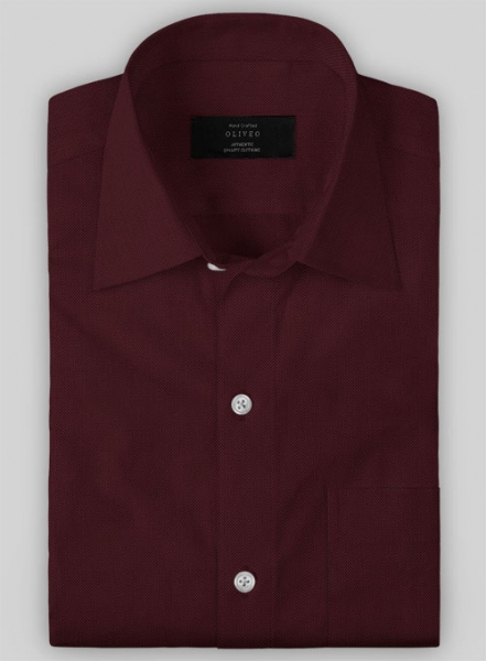 Burgundy Herringbone Cotton Shirt - Half Sleeves