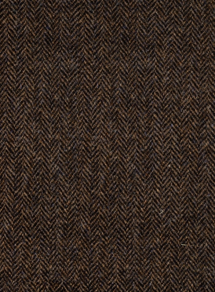 Harris Tweed Dark Brown Herringbone Pea Coat