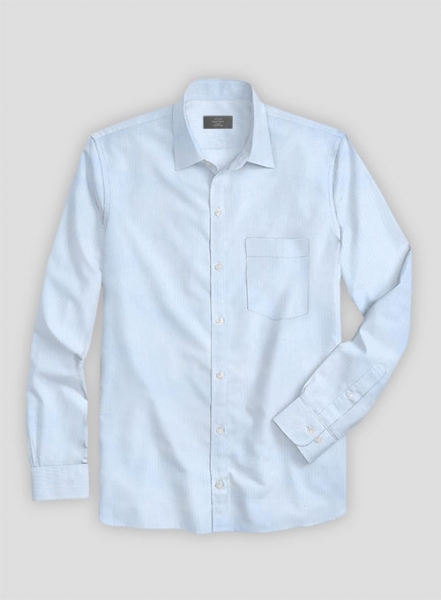 Sky Blue Herringbone Cotton Shirt