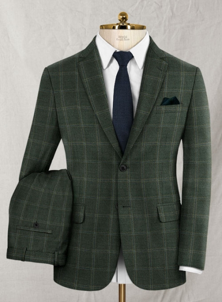 Reda Amazon Green Checks Wool Suit