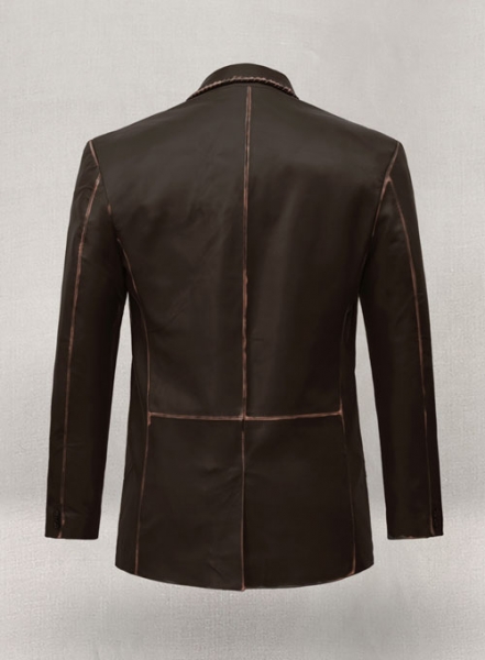 Rubbed Dark Brown Medieval Leather Blazer