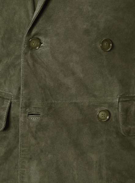 Woodland Green Suede Double Breasted Blazer