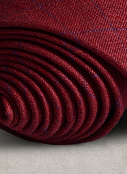 Italian Linen Tie - Cherry Red Checks
