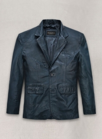Soft Winsor Blue Washed and Wax Leather Blazer